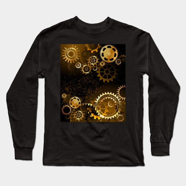 Background with gears ( Steampunk ) Long Sleeve T-Shirt by Blackmoon9